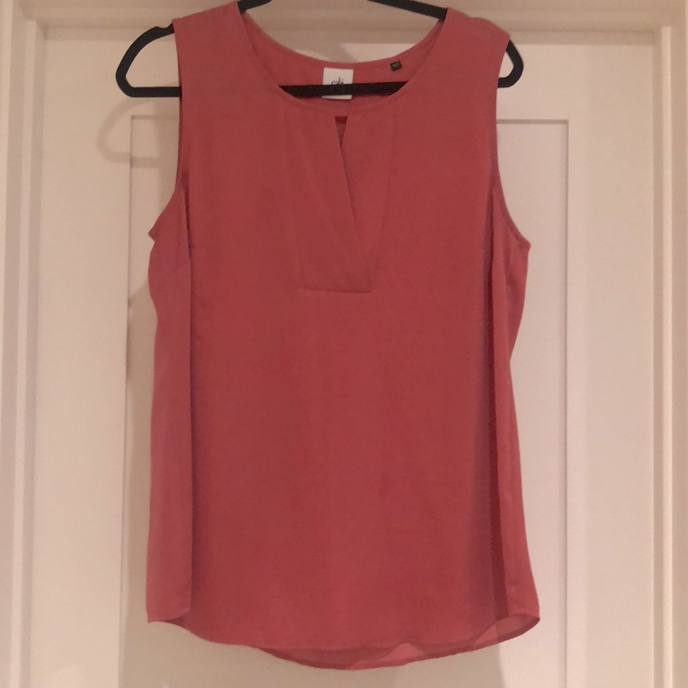 Cabi sleeveless V front pink blouse.